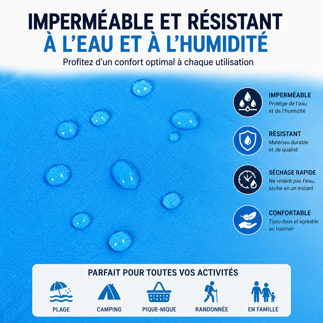 Tapis de plage anti-sable XXL