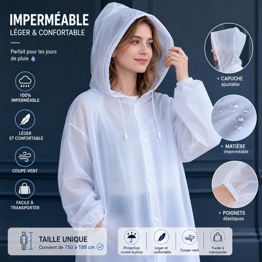 Poncho de pluie imperméable avec capuche