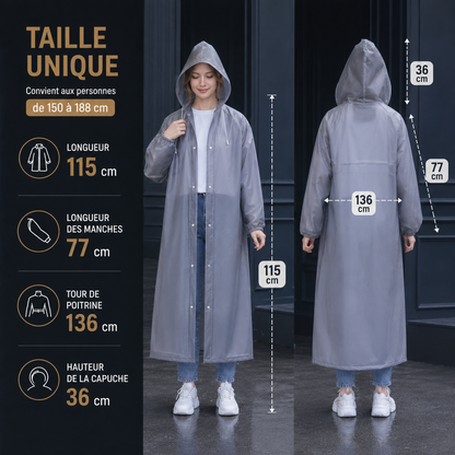 Poncho de pluie imperméable avec capuche