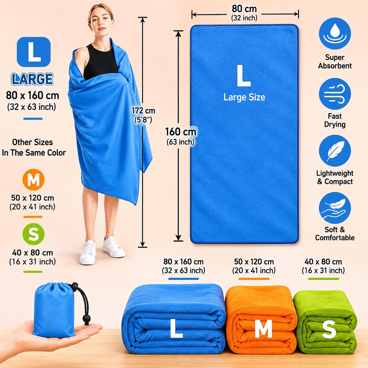 Serviette Microfibre Compacte Voyage