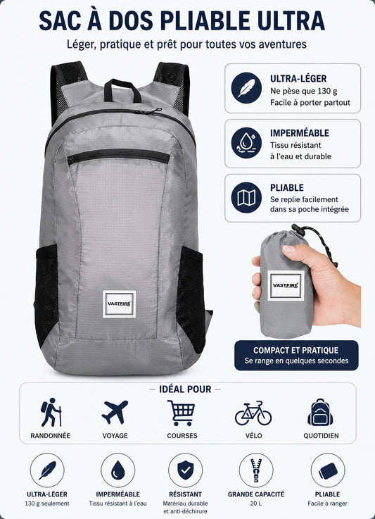 Sac à Dos Pliable Ultra Léger Voyage